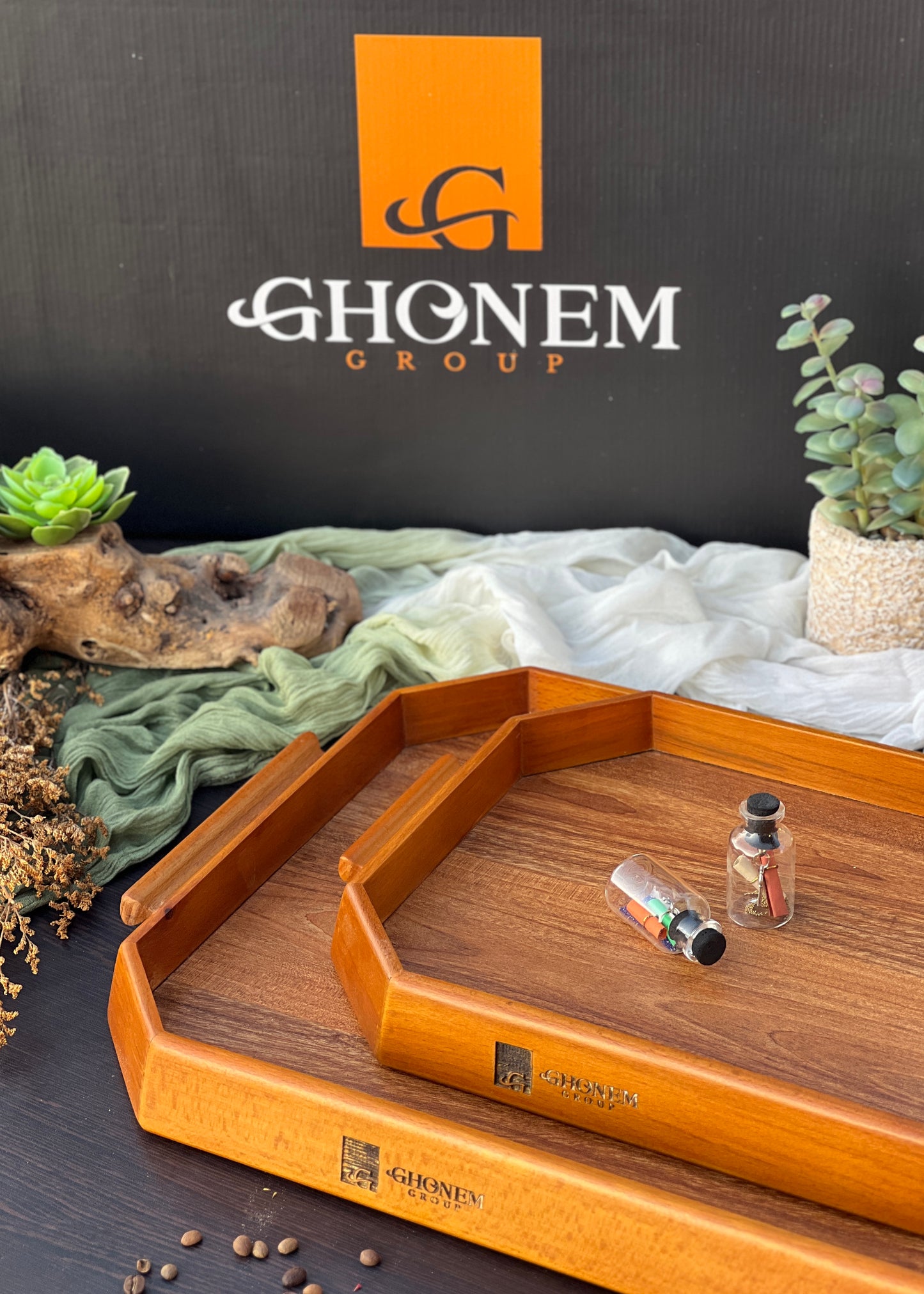 Octagonal wooden tray