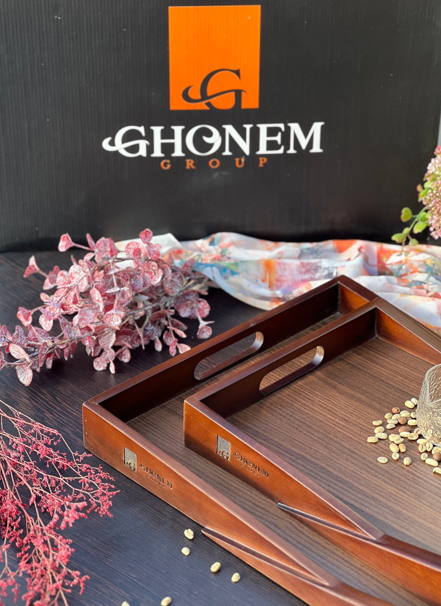 Triangular wooden tray