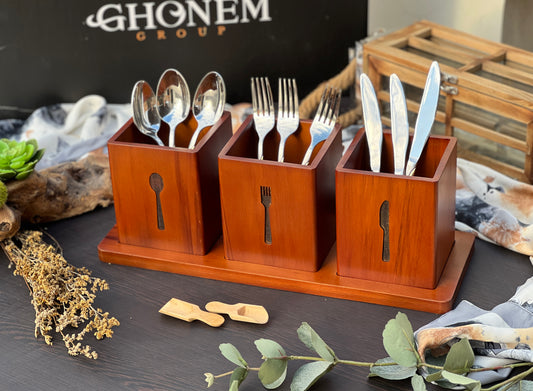 Wooden Cutlery Holder Set
