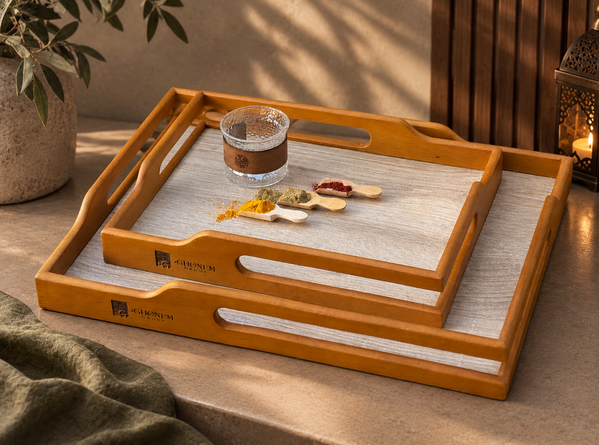 Wooden Tray With Nature Handle - Ghonem Group