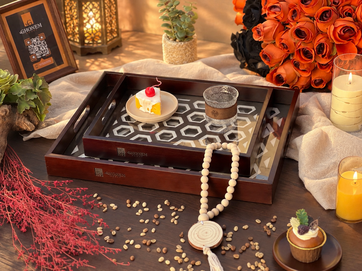 Arabesque Wooden Tray - Ghonem Group