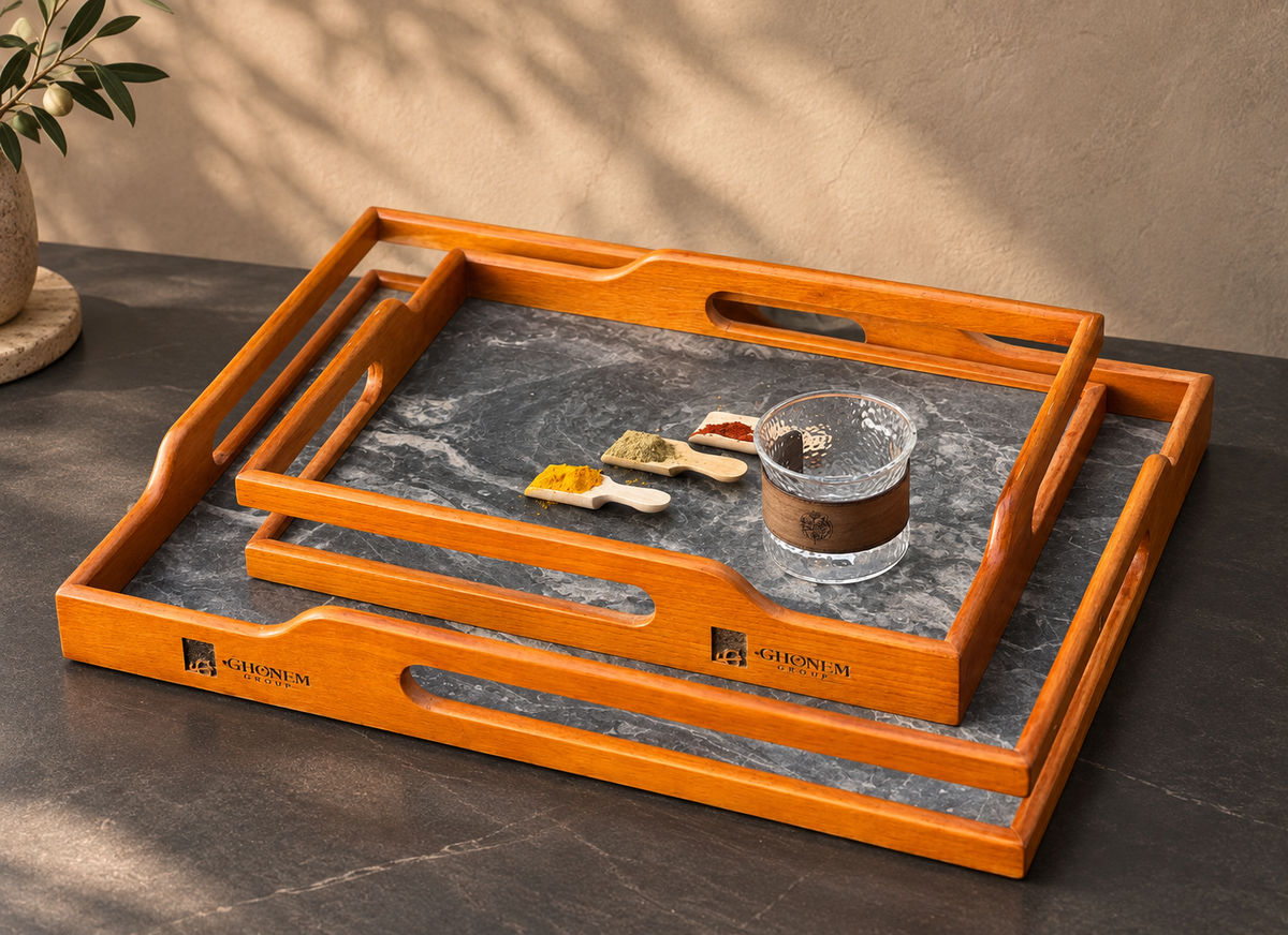 Wooden Tray With Nature Handle - Ghonem Group