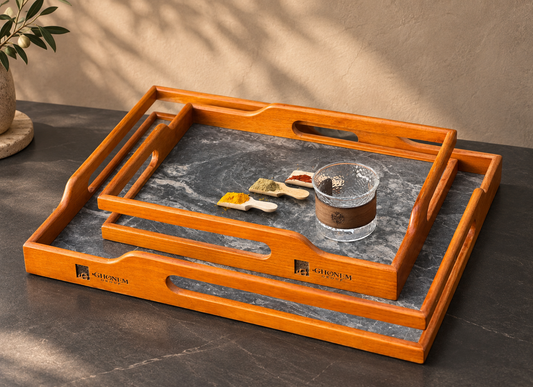 Wooden Tray With Nature Handle - Ghonem Group