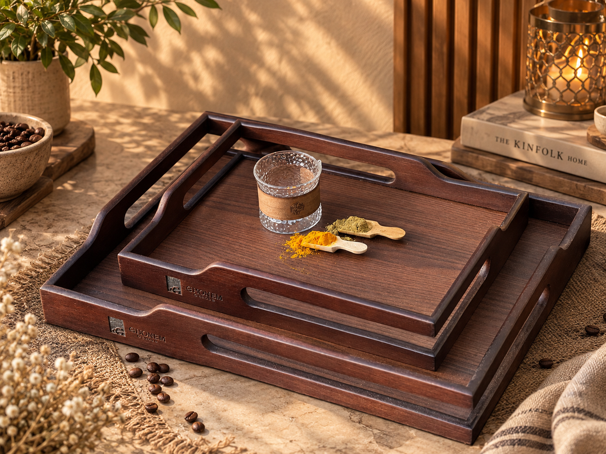 Wooden Tray With Nature Handle - Ghonem Group