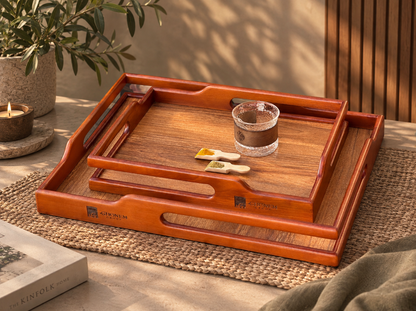 Wooden Tray With Nature Handle - Ghonem Group