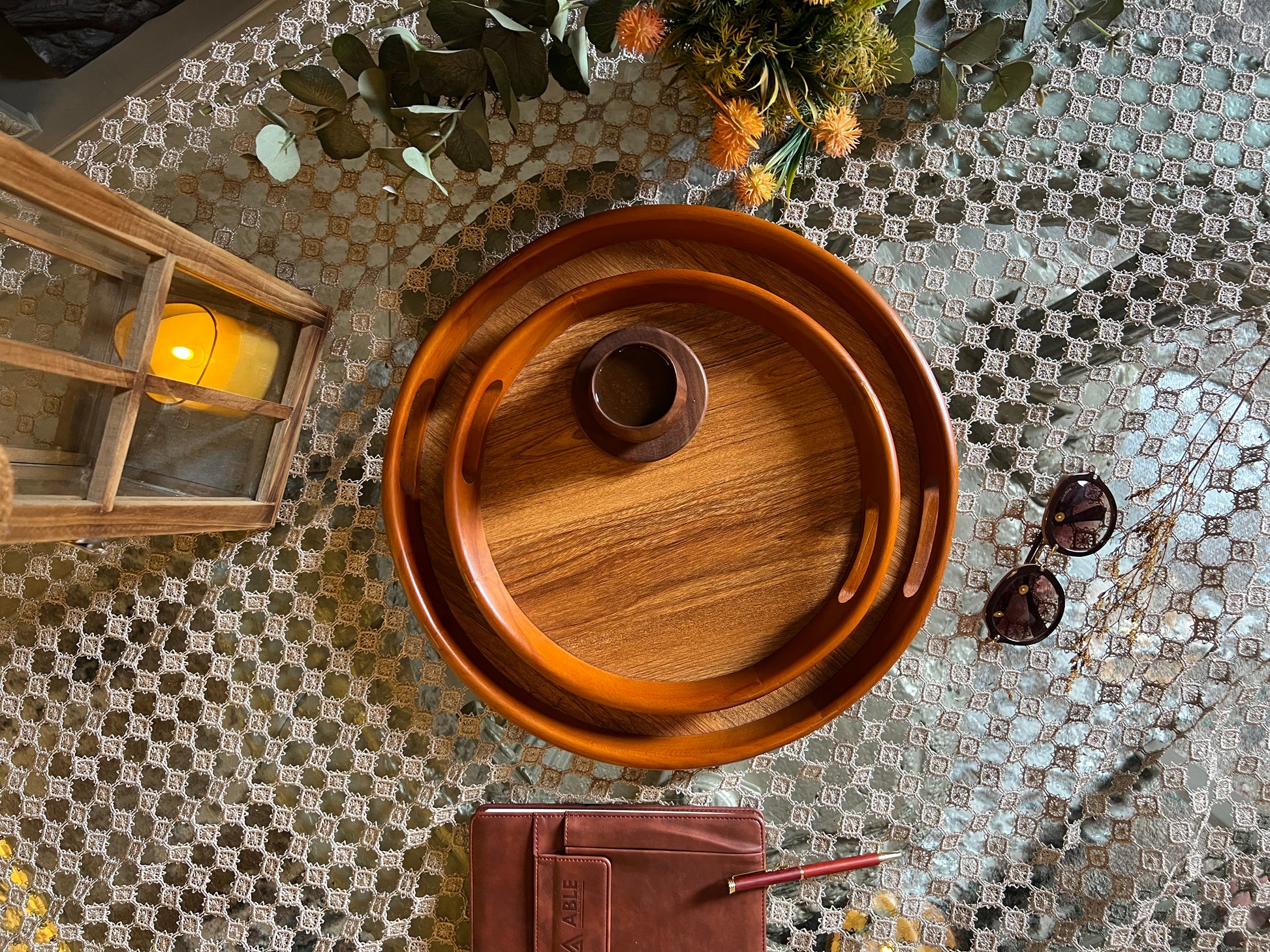 Round Wooden Tray Set - Ghonem Group