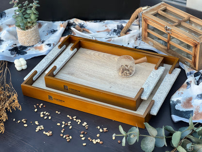 Granite Handle Wooden Tray