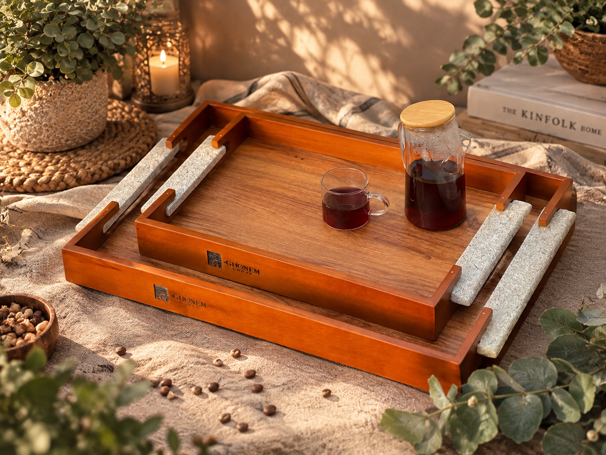 Granite Handle Wooden Tray - Ghonem Group