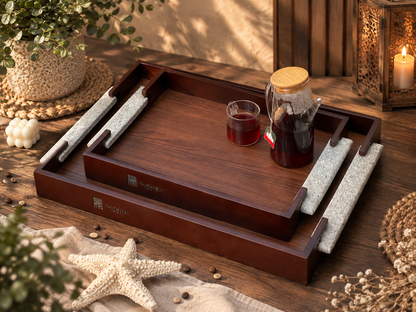 Granite Handle Wooden Tray - Ghonem Group