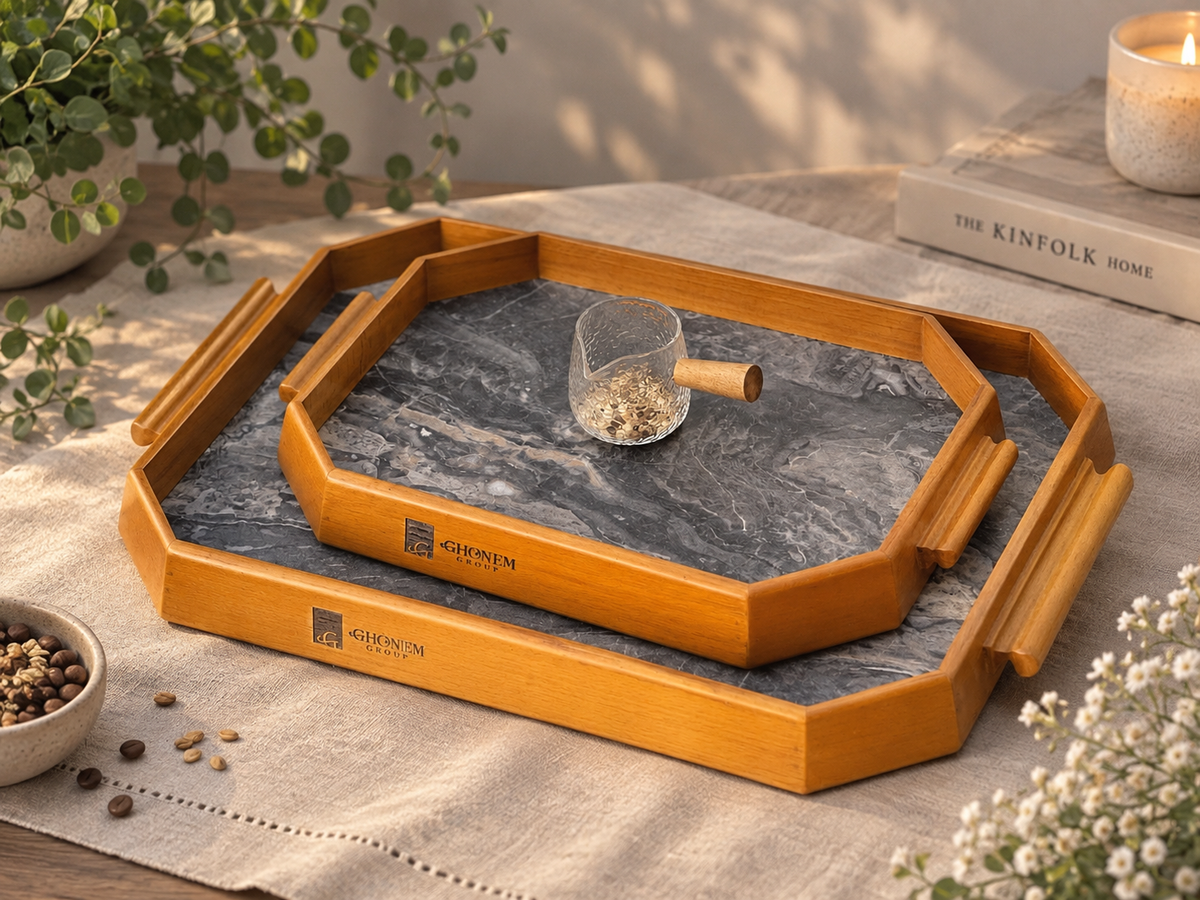 Octagonal Wooden Tray - Ghonem Group