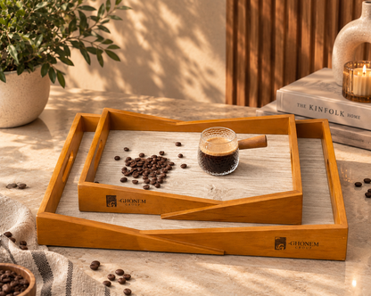 Triangular Wooden Tray - Ghonem Group