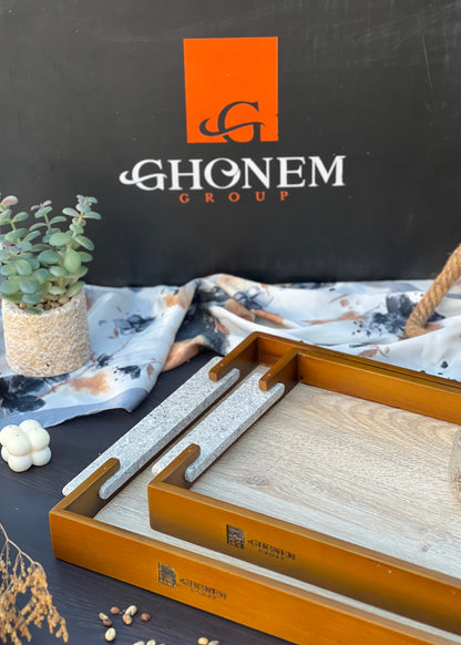 Granite Handle Wooden Tray