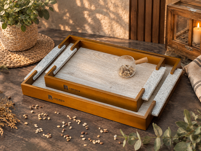 Granite Handle Wooden Tray - Ghonem Group