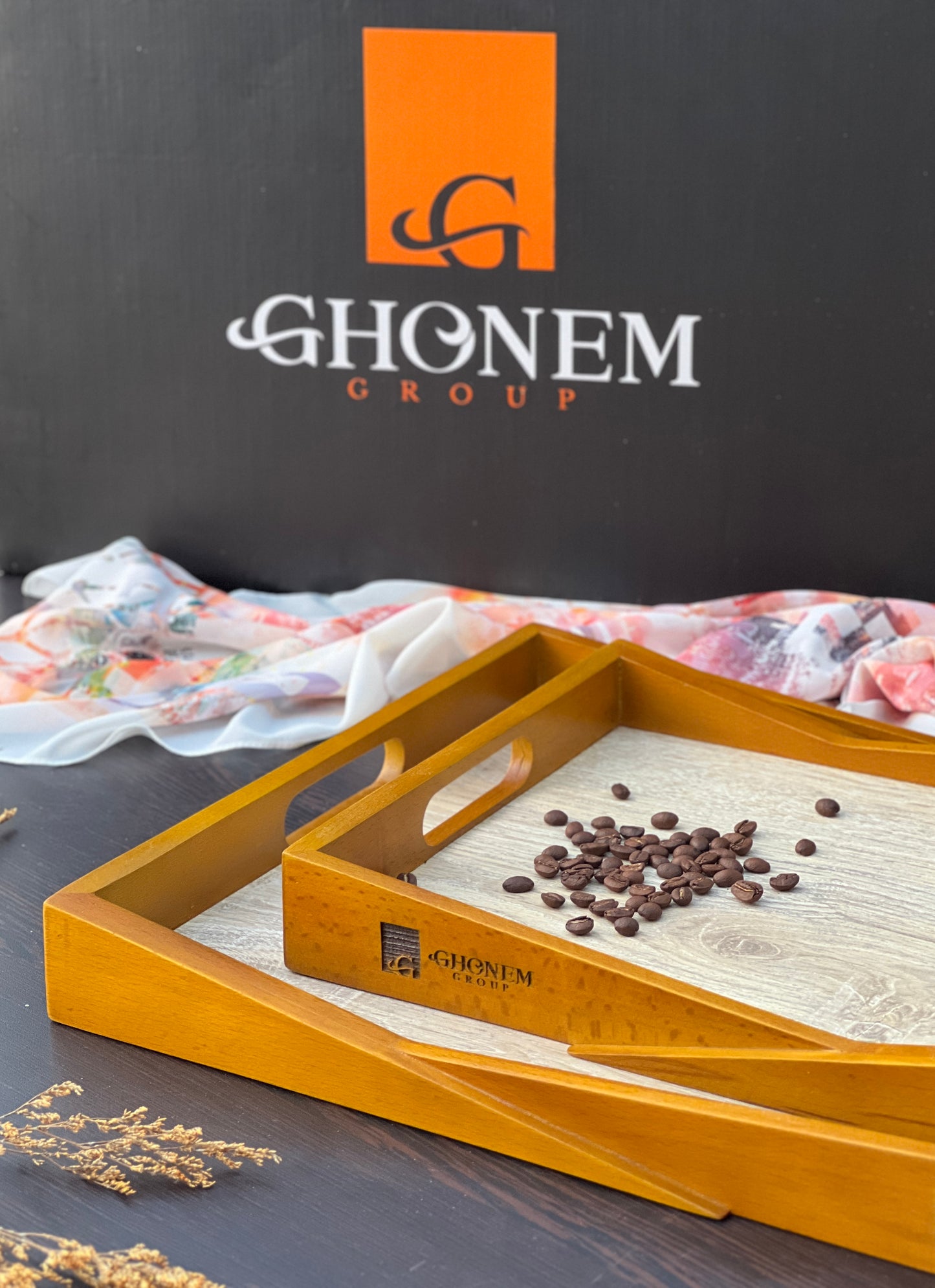 Triangular wooden tray