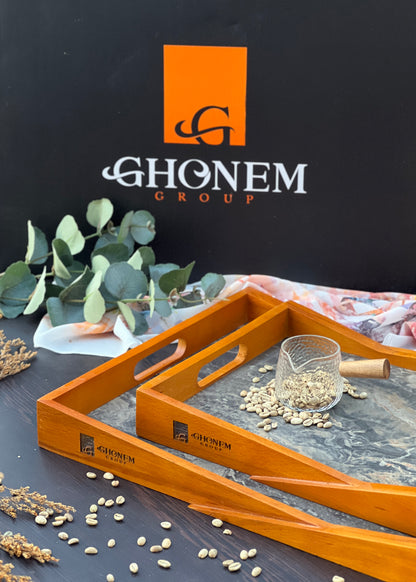 Triangular wooden tray