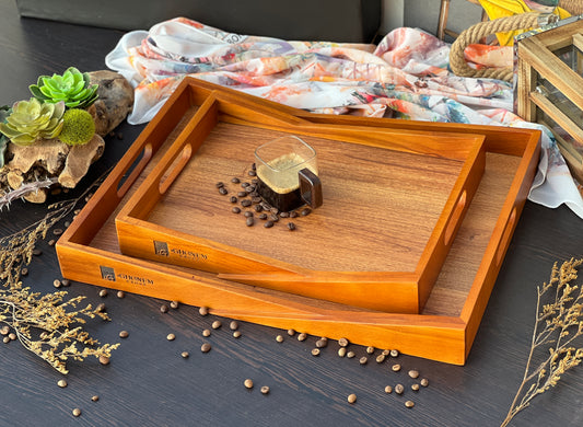 Triangular wooden tray