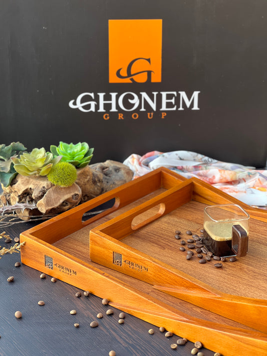 Triangular wooden tray