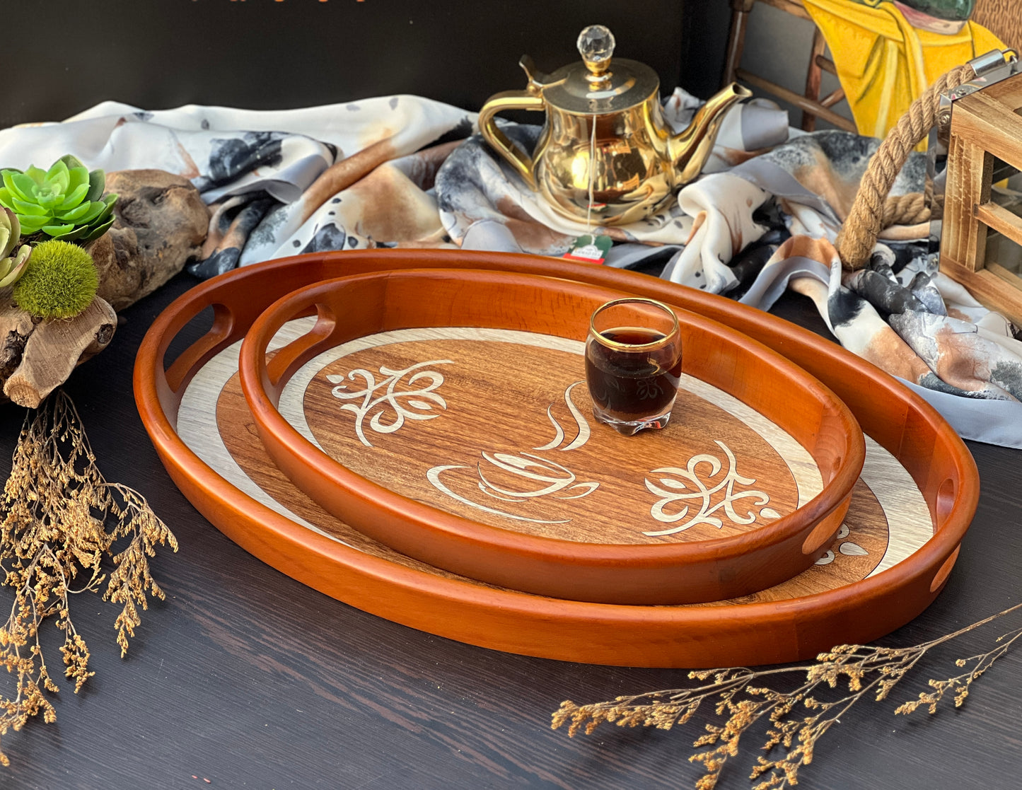 oval wooden tray