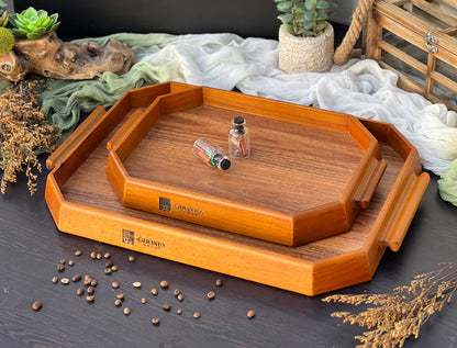 Octagonal wooden tray