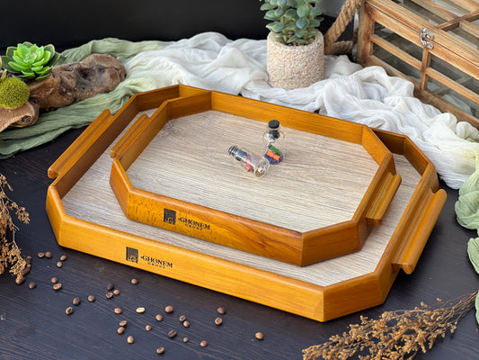 Octagonal wooden tray
