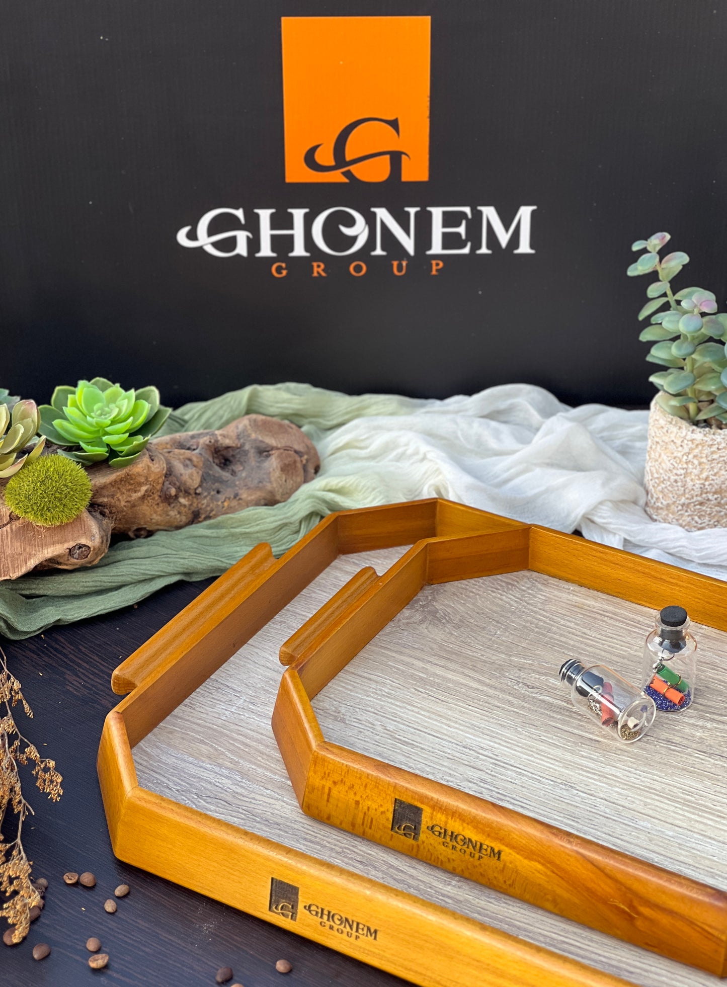 Octagonal wooden tray