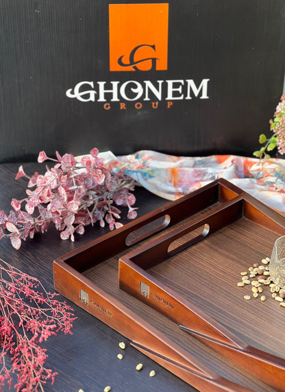 Triangular wooden tray