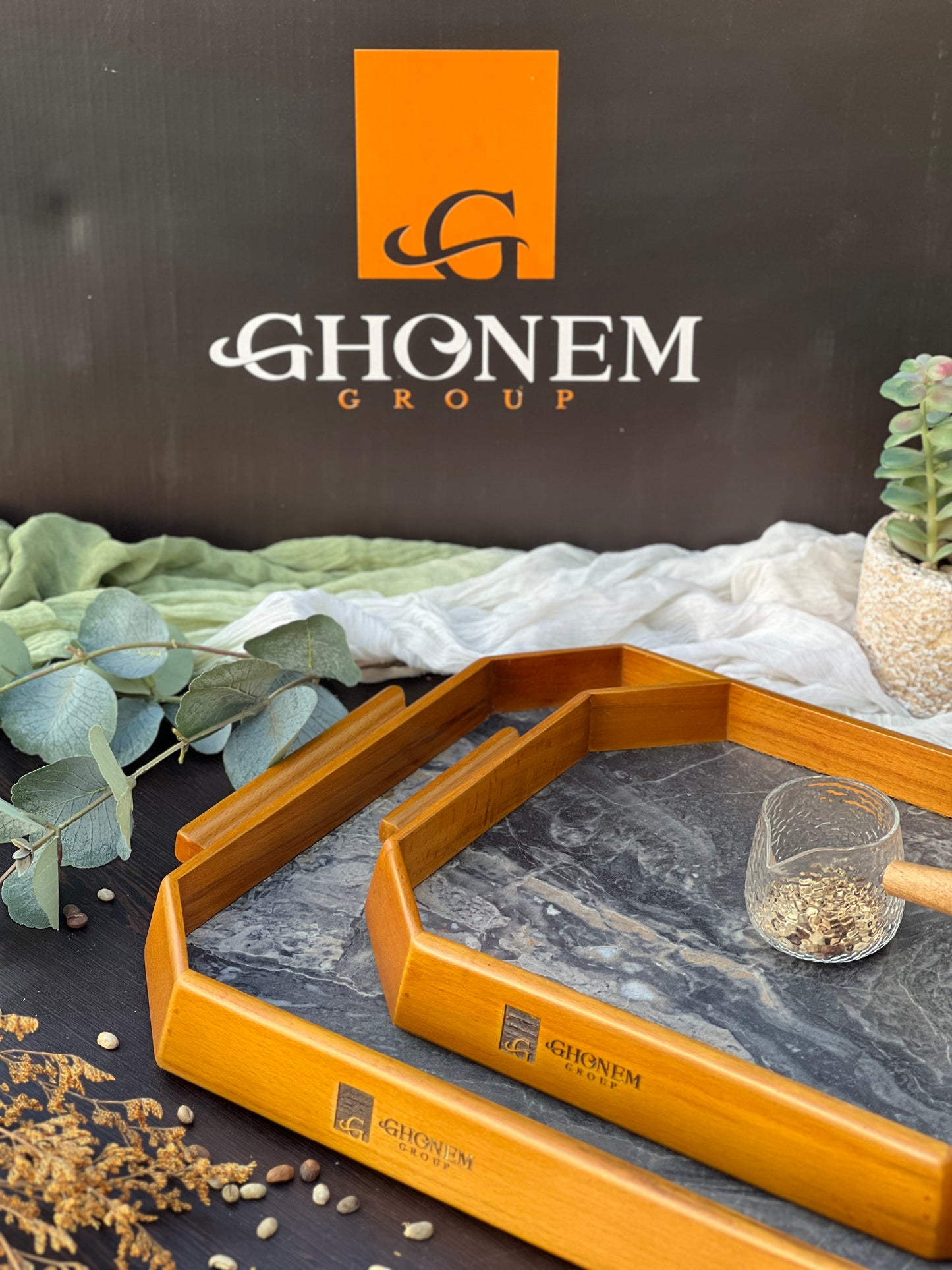 Octagonal wooden tray
