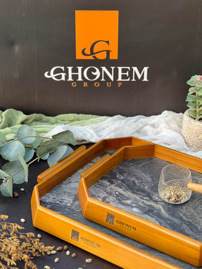 Octagonal wooden tray